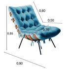 Poltrona Base Fixa Para Sala De Estar Costela Azul