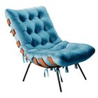 Poltrona Base Fixa Para Sala De Estar Costela Azul