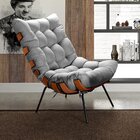 Poltrona Base Fixa Para Sala De Estar Costela Cinza