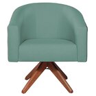 Poltrona Base Giratória De Madeira Factor Linho Mariana  Azul