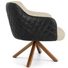 Poltrona Base Giratória De Madeira Jade D02 Linho Bege C-129