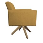 Poltrona Base Giratória De Madeira Lauren  Mostarda
