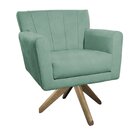 Poltrona Base Giratória De Madeira Lauren Maranata Estofados