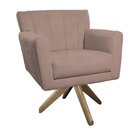 Poltrona Base Giratória De Madeira Lauren Maranata Estofados