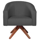 Poltrona Base Giratória De Madeira Linho Factor Mariana Maran