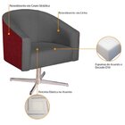 Poltrona Base Giratória De Metal Factor Linho Mariana  Cinza