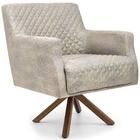 Poltrona Base Giratória Giromad Linho Mesclado Cinza Bege