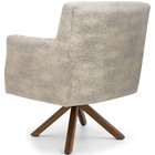 Poltrona Base Giratória Giromad Linho Mesclado Cinza Bege