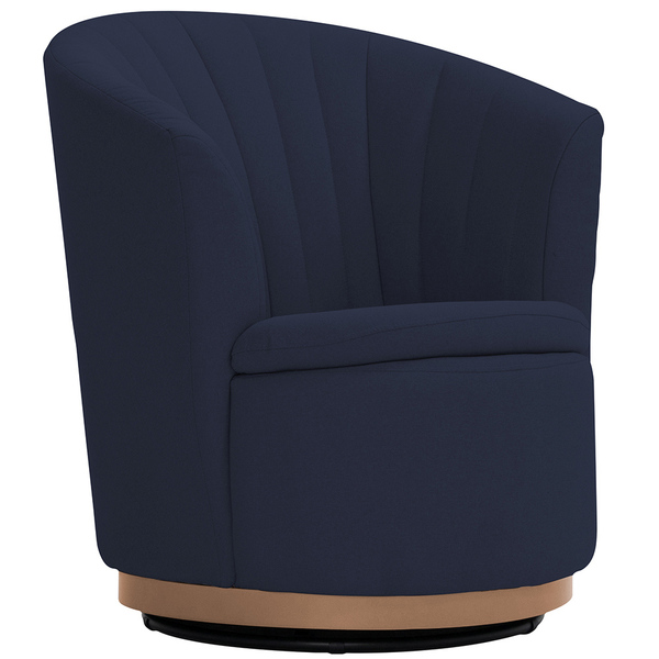 Poltrona Base Giratória Newcobre Évora Bouclê Azul Marinho -