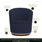 Poltrona Base Giratória Newcobre Évora Bouclê Azul Marinho -