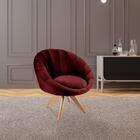 Poltrona Base Giratória Saron Veludo Marsala