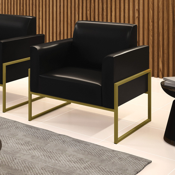 Poltrona Base Industrial Alta Dourado Marisa Corano Preto