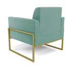 Poltrona Base Industrial Alta Dourado Marisa Suede Azul Turqu