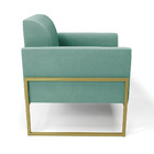 Poltrona Base Industrial Alta Dourado Marisa Suede Azul Turqu