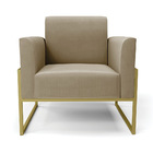 Poltrona Base Industrial Alta Dourado Marisa Suede Marrom Rato