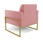 Poltrona Base Industrial Alta Dourado Marisa Suede - Rose