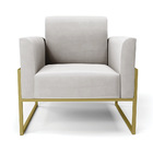 Poltrona Base Industrial Alta Dourado Marisa Veludo Cinza