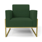 Poltrona Base Industrial Alta Dourado Marisa Veludo Luxo Verd