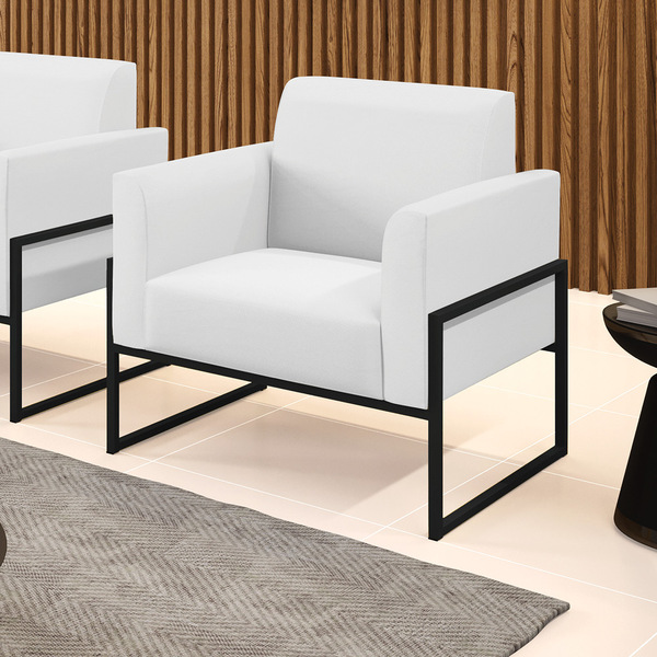 Poltrona Base Industrial Alta Preto Marisa Corino Branco