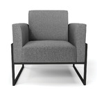 Poltrona Base Industrial Alta Preto Marisa Linho Grafite A26