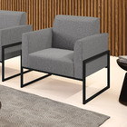 Poltrona Base Industrial Alta Preto Marisa Linho Grafite A26