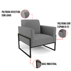 Poltrona Base Industrial Alta Preto Marisa Linho Grafite A26