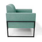 Poltrona Base Industrial Alta Preto Marisa Suede Azul Turques