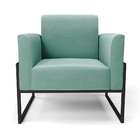 Poltrona Base Industrial Alta Preto Marisa Suede Azul Turques