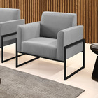 Poltrona Base Industrial Alta Preto Marisa Suede Cinza