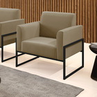 Poltrona Base Industrial Alta Preto Marisa Suede - Marrom Rato