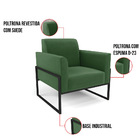 Poltrona Base Industrial Alta Preto Marisa Suede - Verde