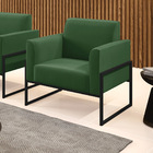 Poltrona Base Industrial Alta Preto Marisa Suede - Verde