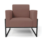 Poltrona Base Industrial Alta Preto Marisa Veludo Rosê