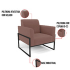 Poltrona Base Industrial Alta Preto Marisa Veludo Rosê