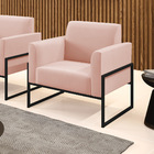 Poltrona Base Industrial Alta Preto Marisa Veludo - Rose