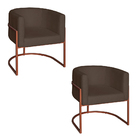 Poltrona Base Industrial Bronze Kit 2 Lety Veludo - Chocolate