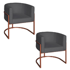 Poltrona Base Industrial Bronze Kit 2 Lety Veludo - Grafite