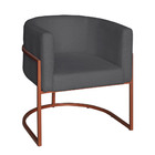 Poltrona Base Industrial Bronze Kit 2 Lety Veludo Grafite S05