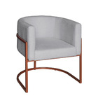 Poltrona Base Industrial Bronze Kit 2 Lety Veludo - Prata