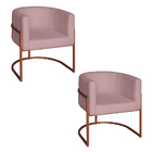 Poltrona Base Industrial Bronze Kit 2 Lety Veludo - Rose