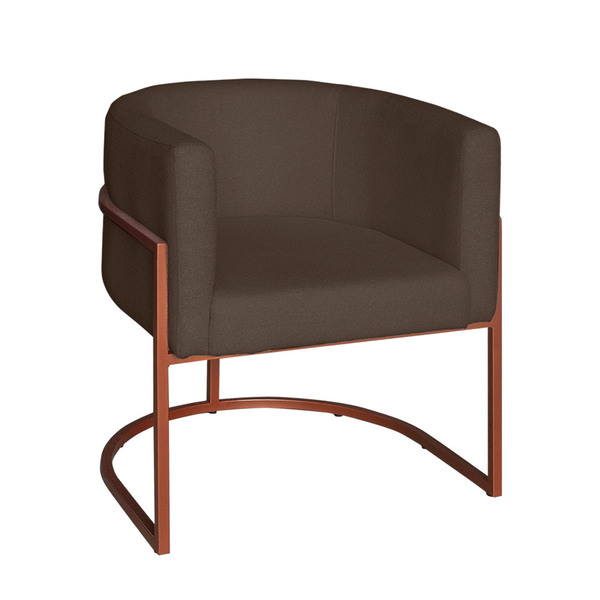 Poltrona Base Industrial Bronze Sala De Estar Lety Veludo - C