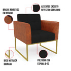 Poltrona Base Industrial Dourado Elisa Nozes/linho Preto A79