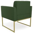 Poltrona Base Industrial Dourado Kit 2 Ana Suede Verde - Ibiza