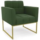 Poltrona Base Industrial Dourado Kit 2 Ana Suede Verde - Ibiza