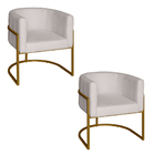 Poltrona Base Industrial Dourado Kit 2 Lety Bouclê Off White