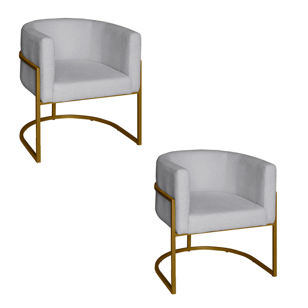 Poltrona Base Industrial Dourado Kit 2 Lety Veludo Prata S05