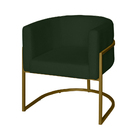 Poltrona Base Industrial Dourado Kit 2 Lety Veludo - Verde