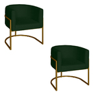 Poltrona Base Industrial Dourado Kit 2 Lety Veludo - Verde
