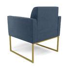 Poltrona Base Industrial Dourado Marisa Suede Azul Marinho D0