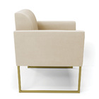 Poltrona Base Industrial Dourado Marisa Suede - Bege